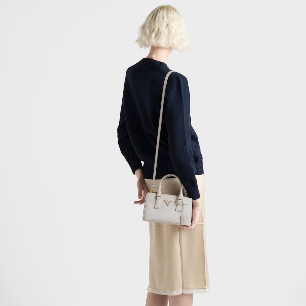 Sac à poignées de haute qualité Prada Galleria Mini 8.3in/ 21cm Craie Blanc Saffiano Or Hardware pour femmes 1BA916 NZV F0K74 V EOO