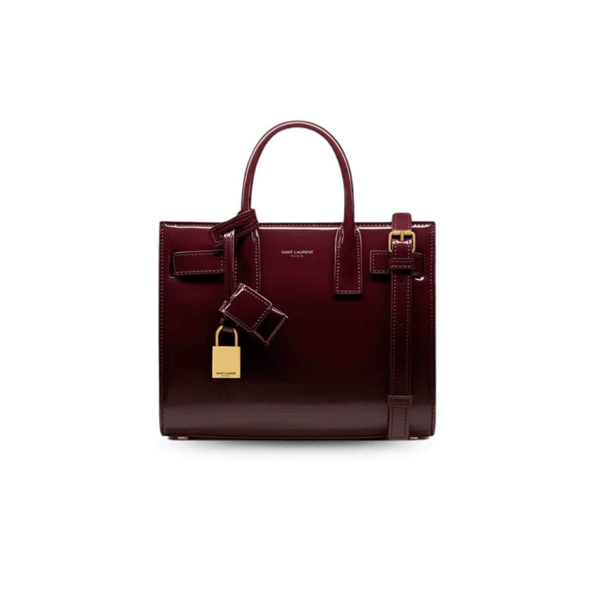 Saint Laurent Sac De Jour Nano Top Poignée Sac 8.7in/ 22cm Dark Red Vin Or Matériel pour femmes 398711B870W6413