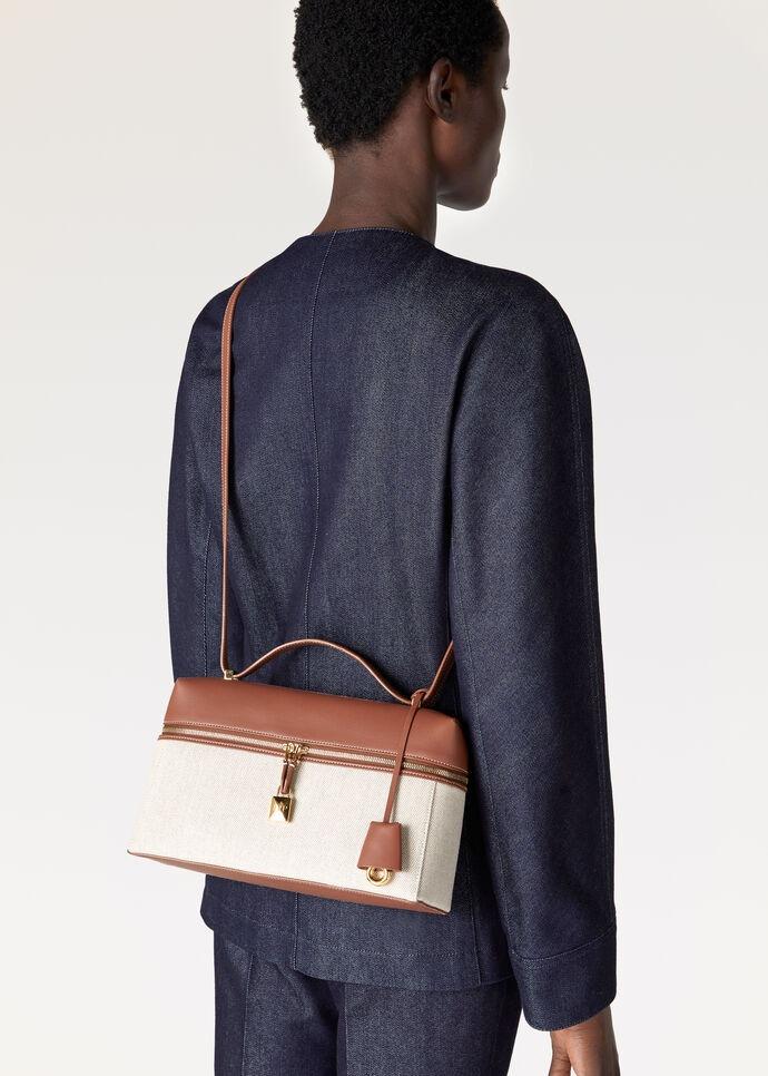 Loro Piana Extra L27 Top Handle Bag 11in/ 27cm Natural/ Caramel Sugar For Women FAO3001 B4AU