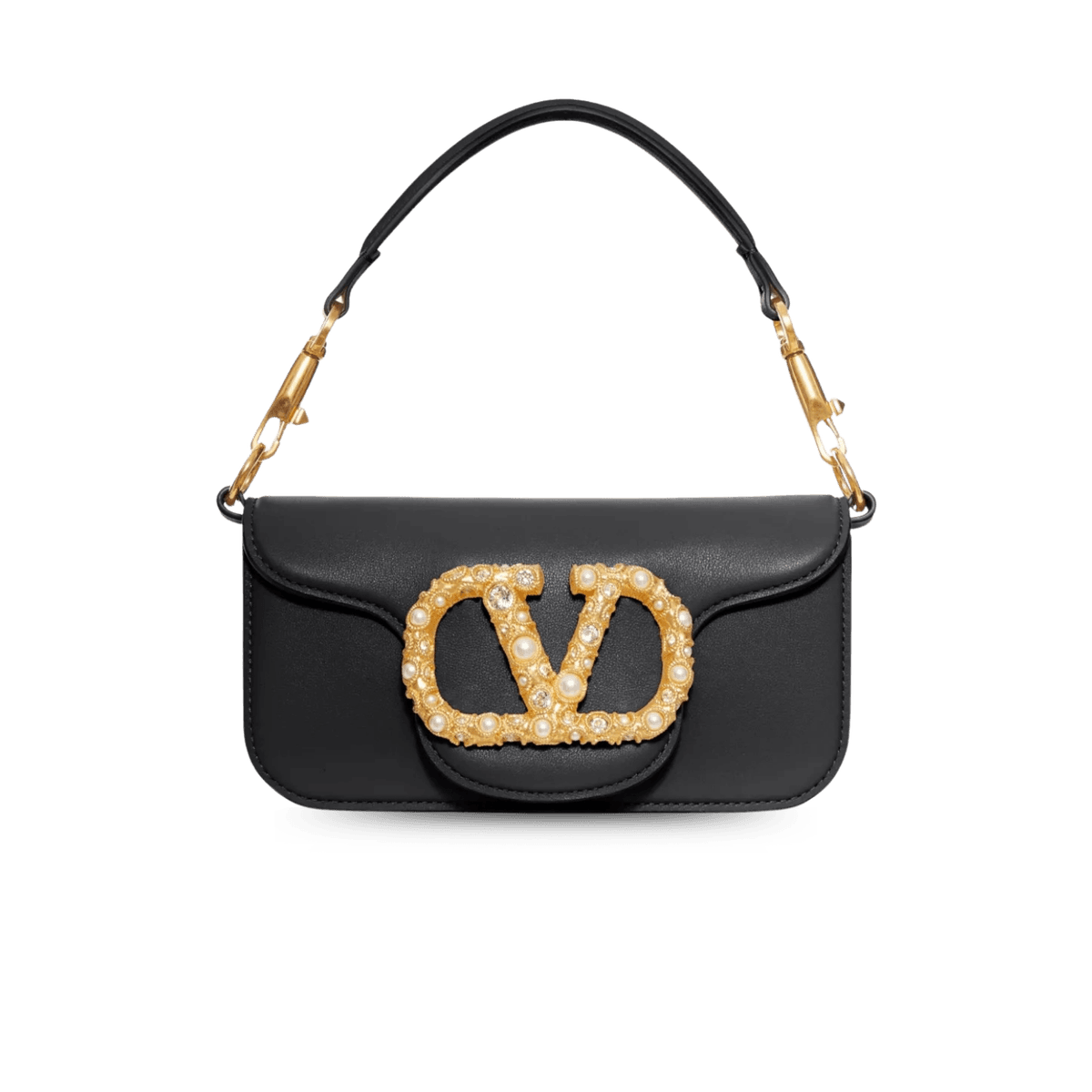 Valentino Garavani Loco Petit sac à épaule 7,9 po/ 20 cm Noir Matériel de laiton antique pour femmes