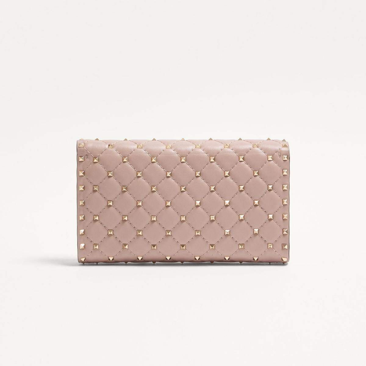 Valentino Garavani Rockstud Spike Crossbody Clutch Bag 9in/ 23cm Poudre Matériel platine pour femmes 7W2B0137NAP P45
