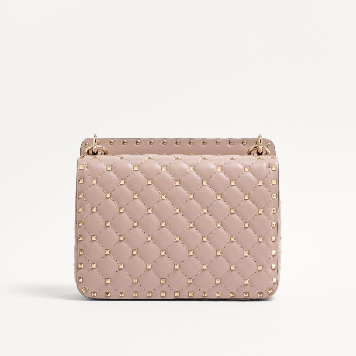 Valentino Garavani Rockstud Spike Middle Crossbody Bag 9.5in/ 24cm Poudre Matériel platine pour femmes 7W2B0122NAP P45