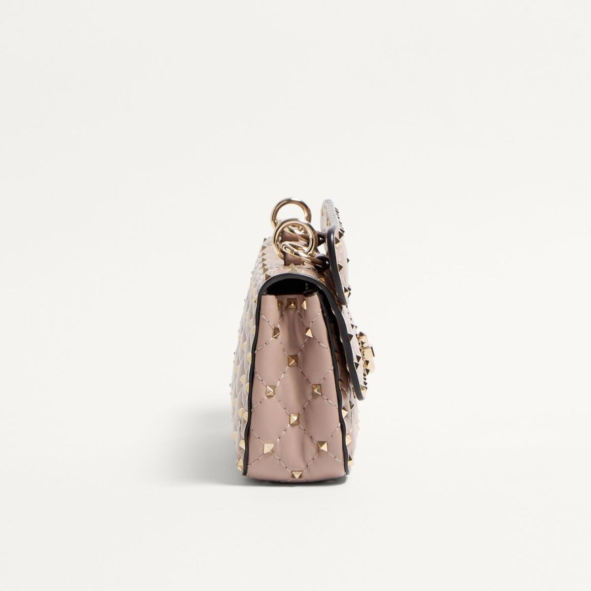Valentino Garavani Rockstud Spike Petit sac de corps 7.9in/ 20cm Poudre Matériel platine pour femmes 7W2B0123NAP P45