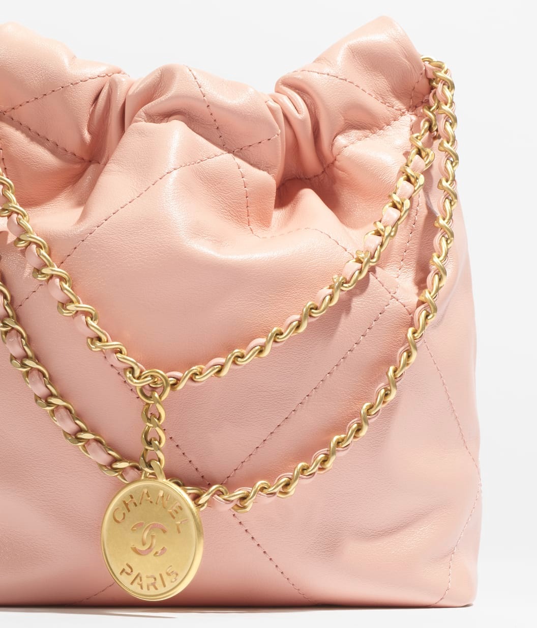 Chanel 22 Mini Crossbody Bag 8.5in/ 19cm Light Pink Gold Hardware For Women AS3980-B19059-U6543
