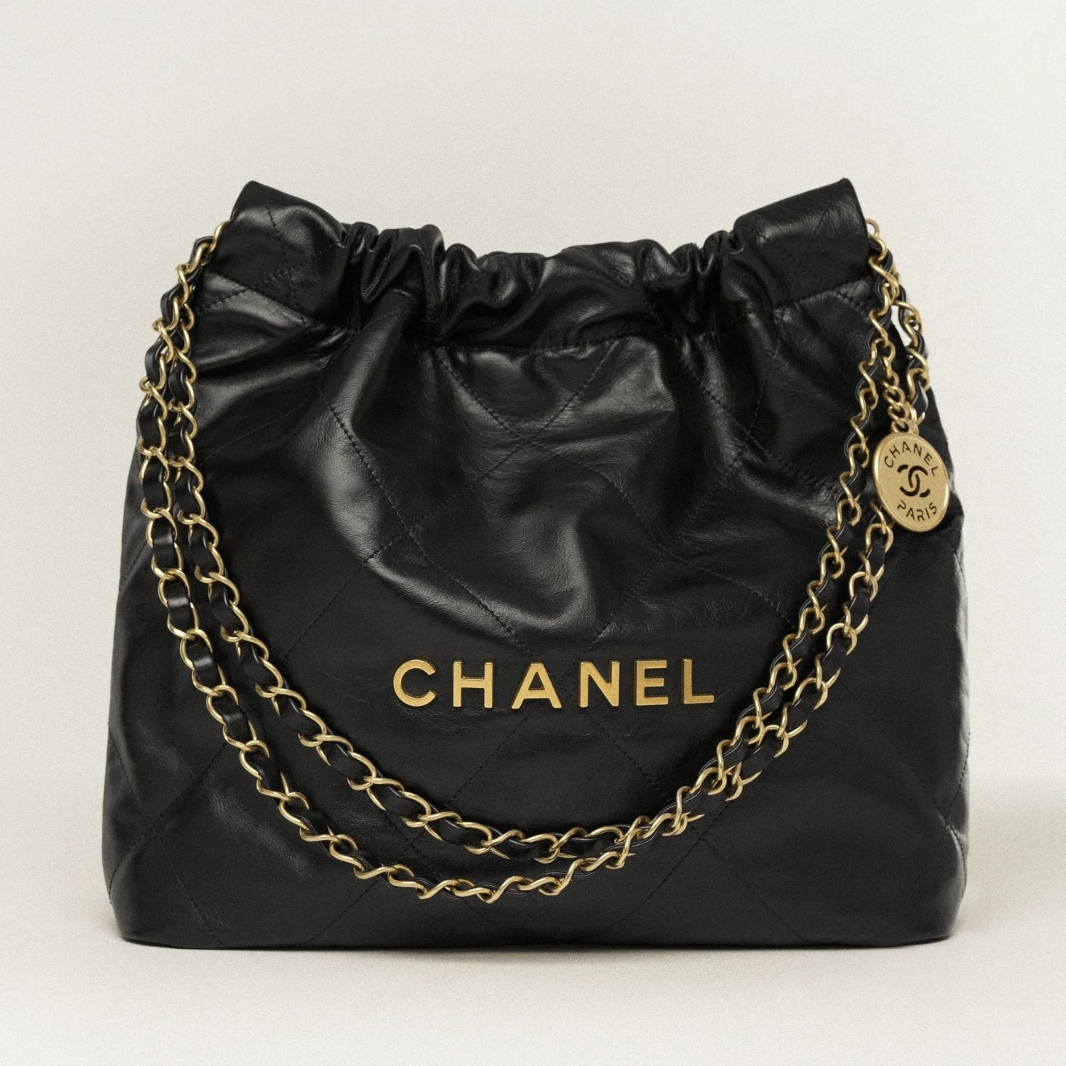 Chanel 22 Small Shoulder Bag 14.4in/ 37cm Black Gold Hardware For Women AS3260 B08037 94305
