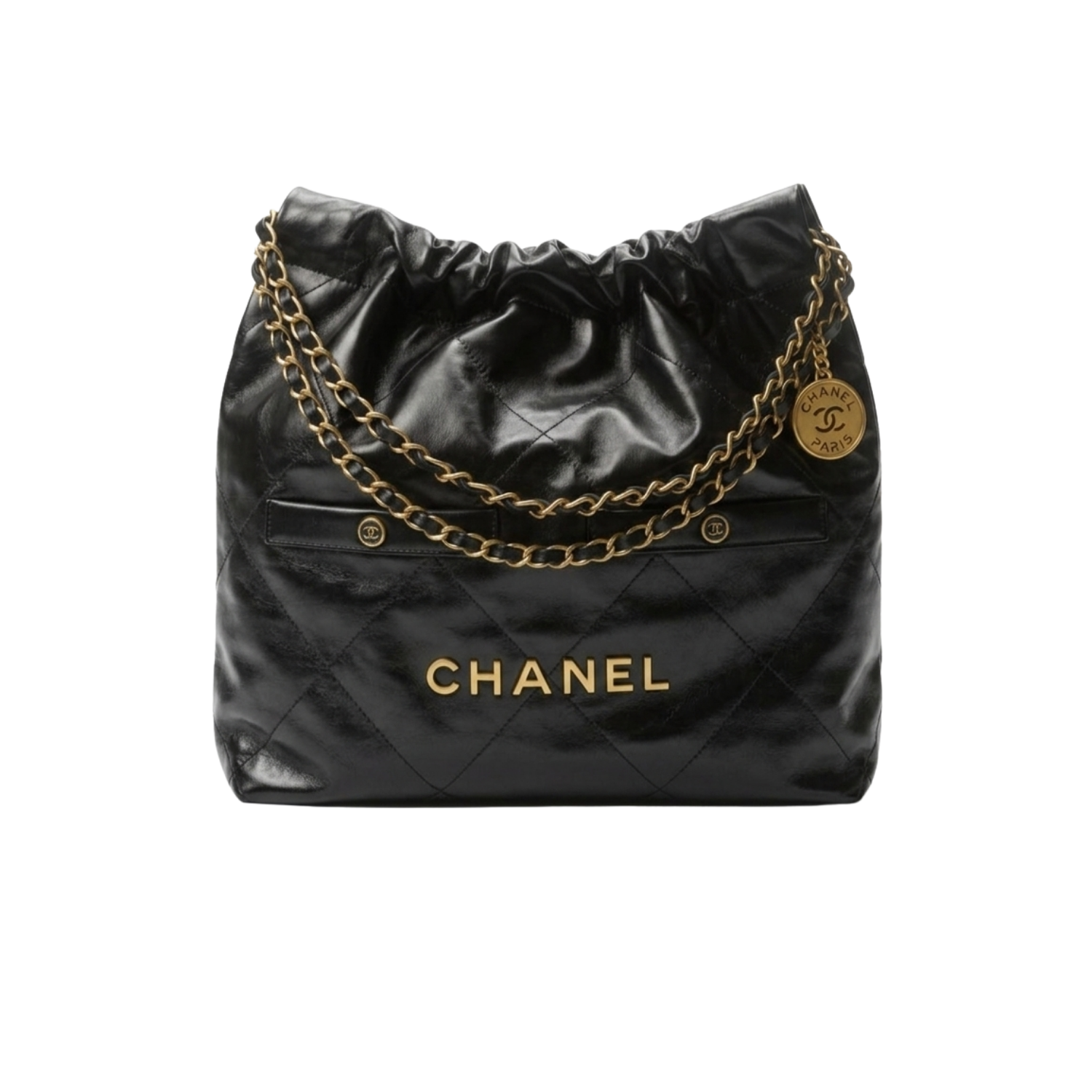 Chanel 22 Small Shoulder Bag 14.4in/ 37cm Black Gold Hardware For Women AS3260 B17724 94305