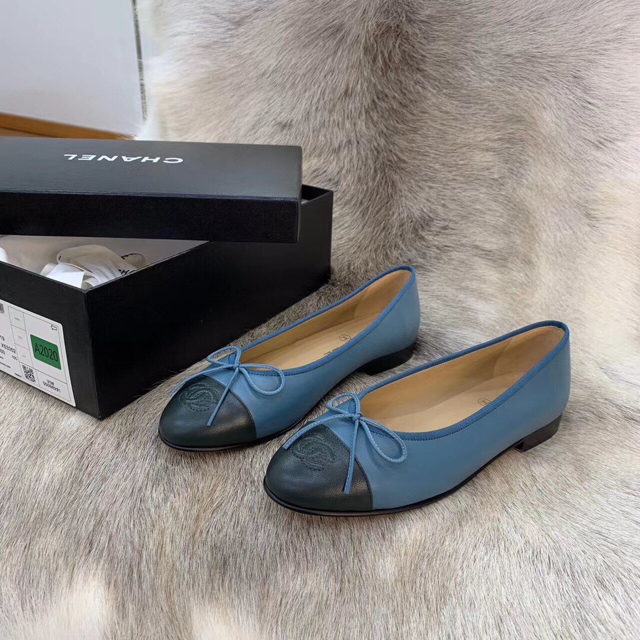 Chanel Ballerina Flats Blue For Women, Women's Shoes G02819