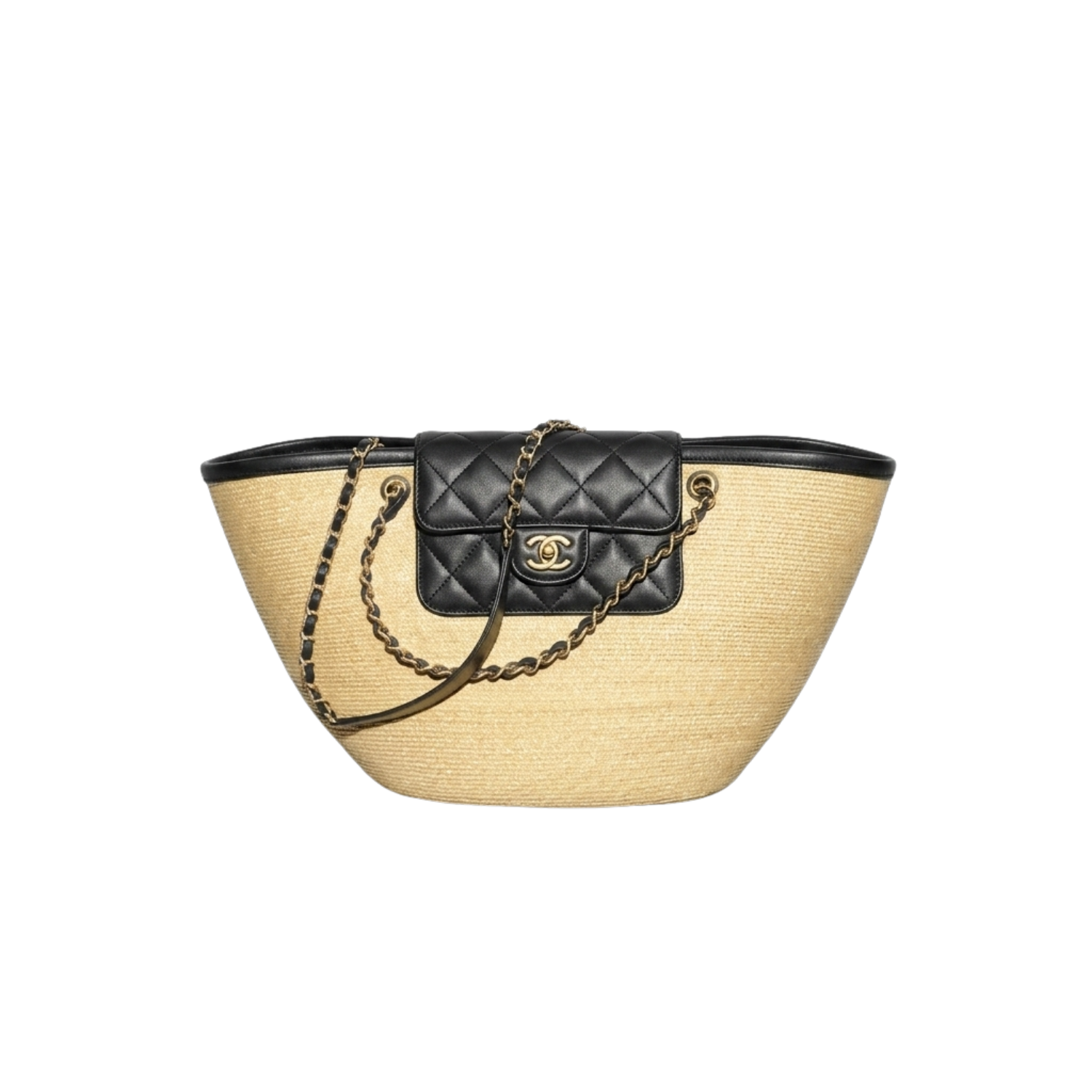 Chanel Coco Beach Large Shopping Tote Bag 21.3in/ 54cm Beige/ Black Gold Hardware For Women AS5952-B23640-U8798