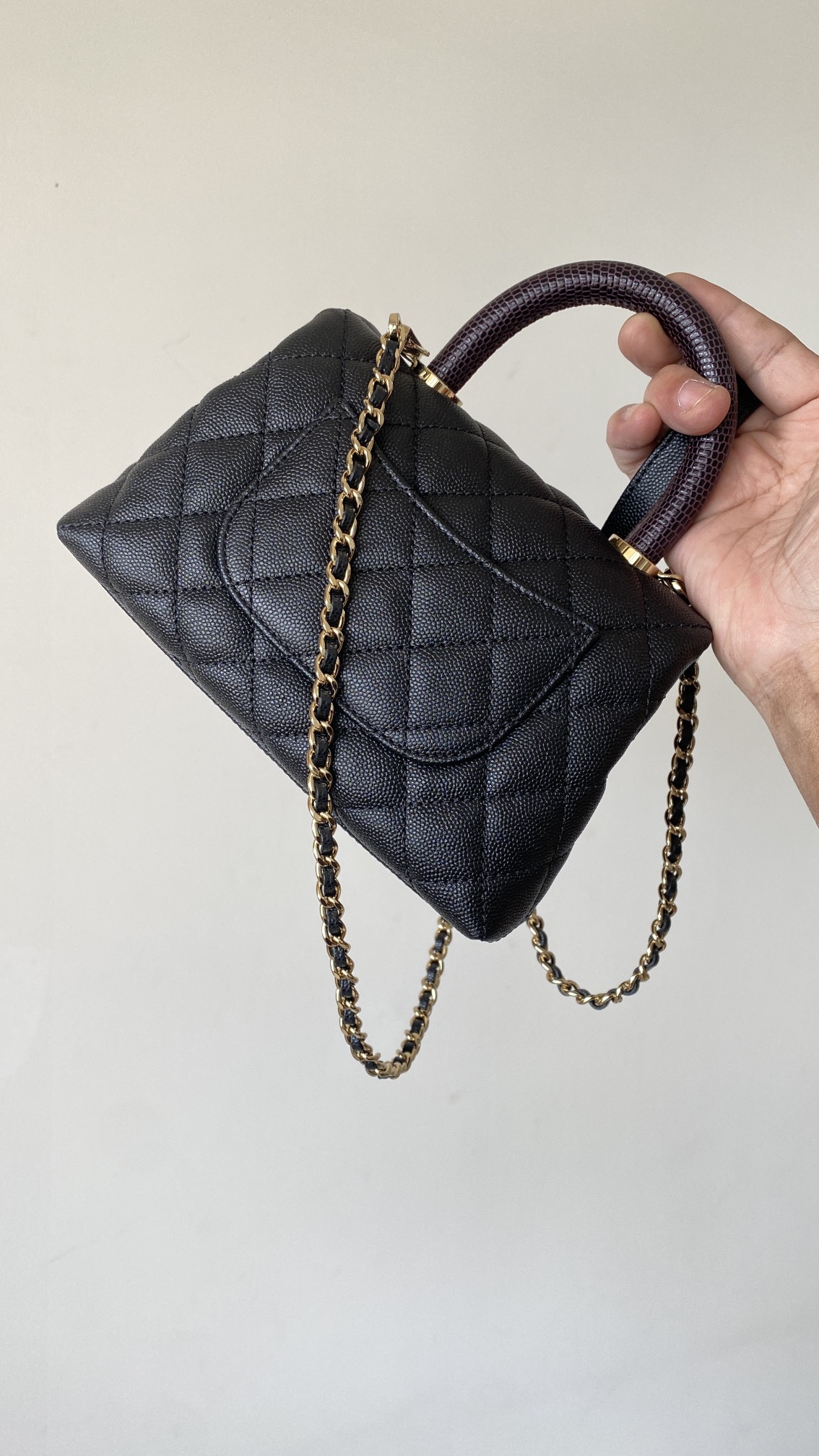 Chanel Coco Mini Bag Mini Top Handle Bag 5.1in/ 13cm Black Gold Hardware For Women -