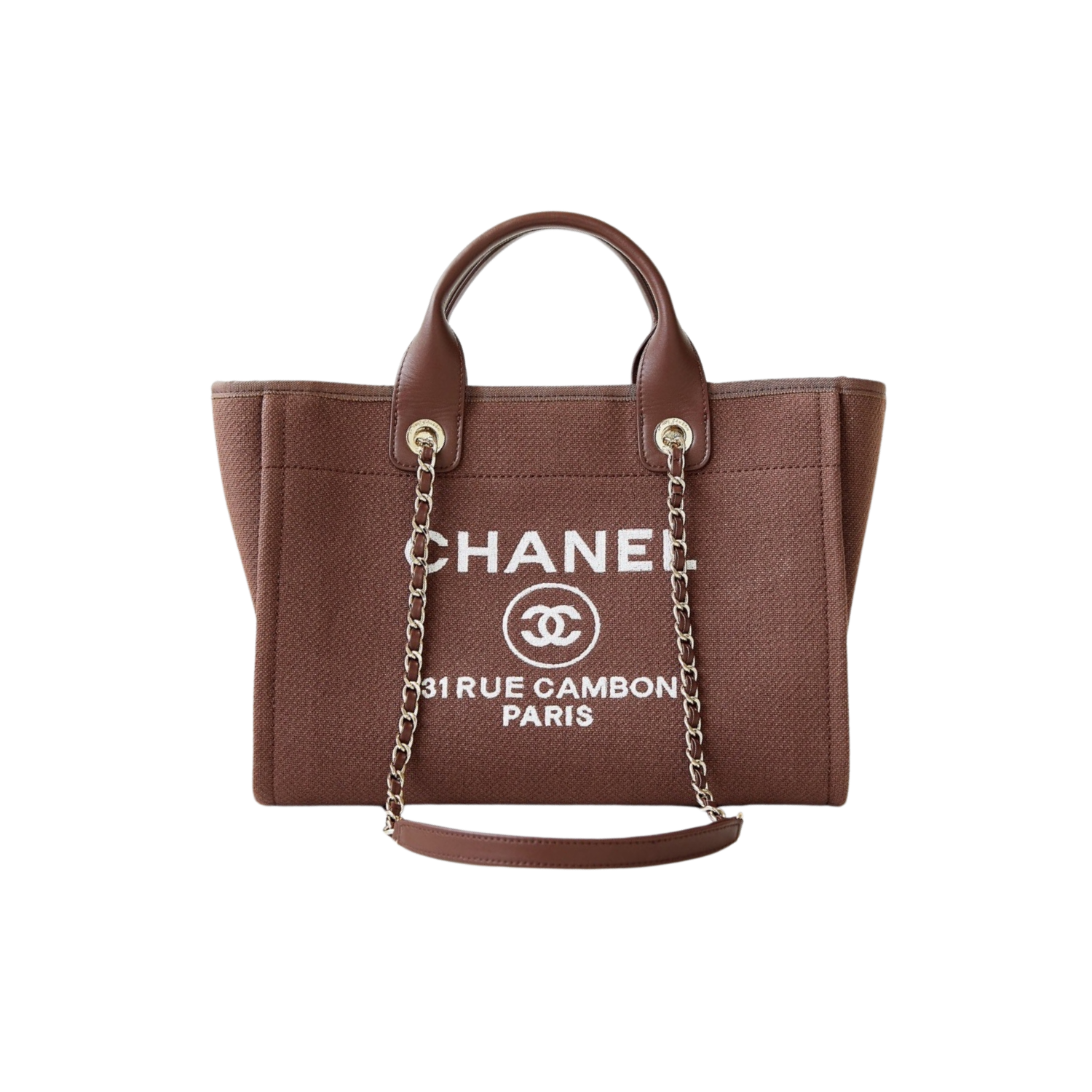 Chanel Deauville Tote Bag 13.4in/ 34cm Burgundy Silver Hardware For Women