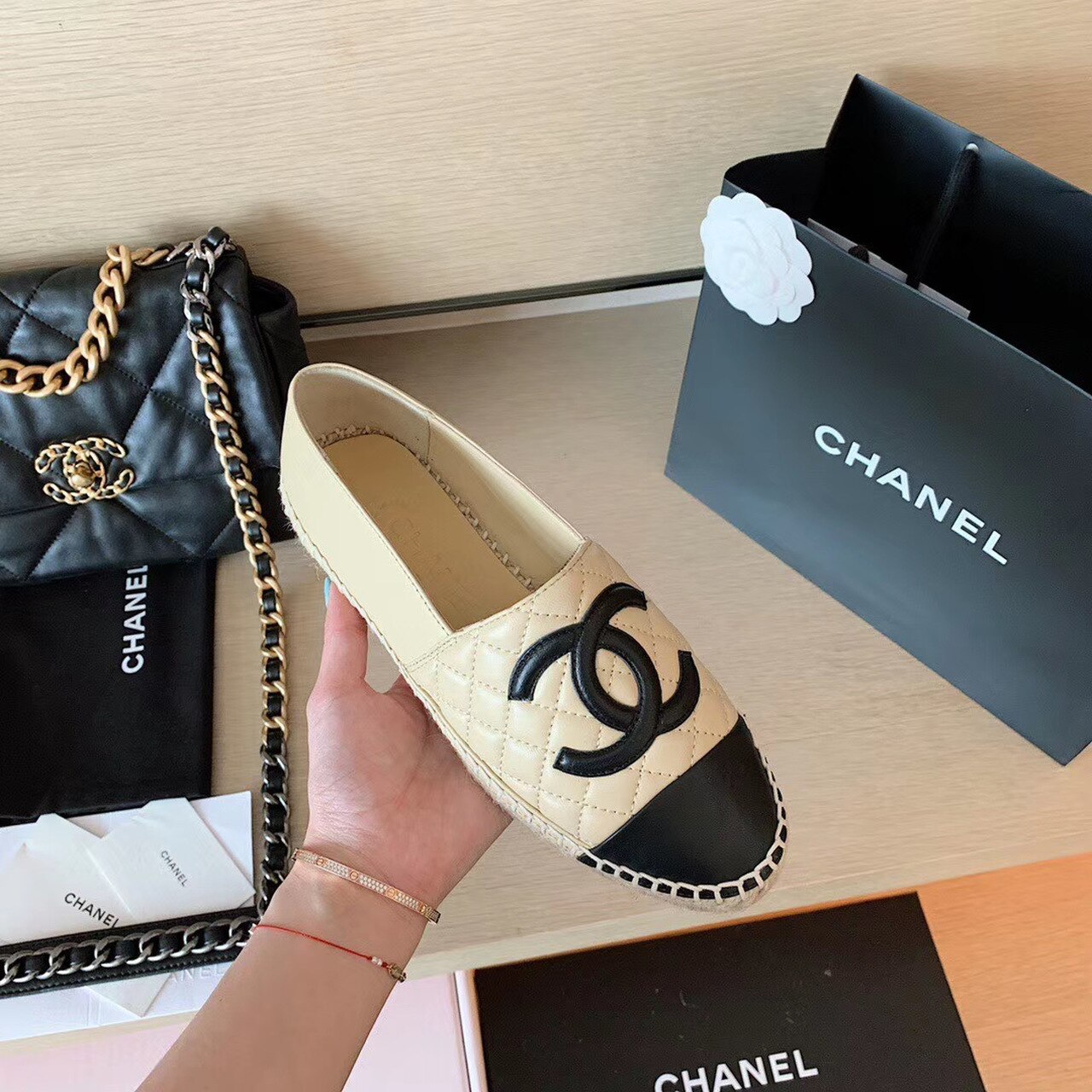 Chanel Espadrilles Beige/ Black For Women G29762