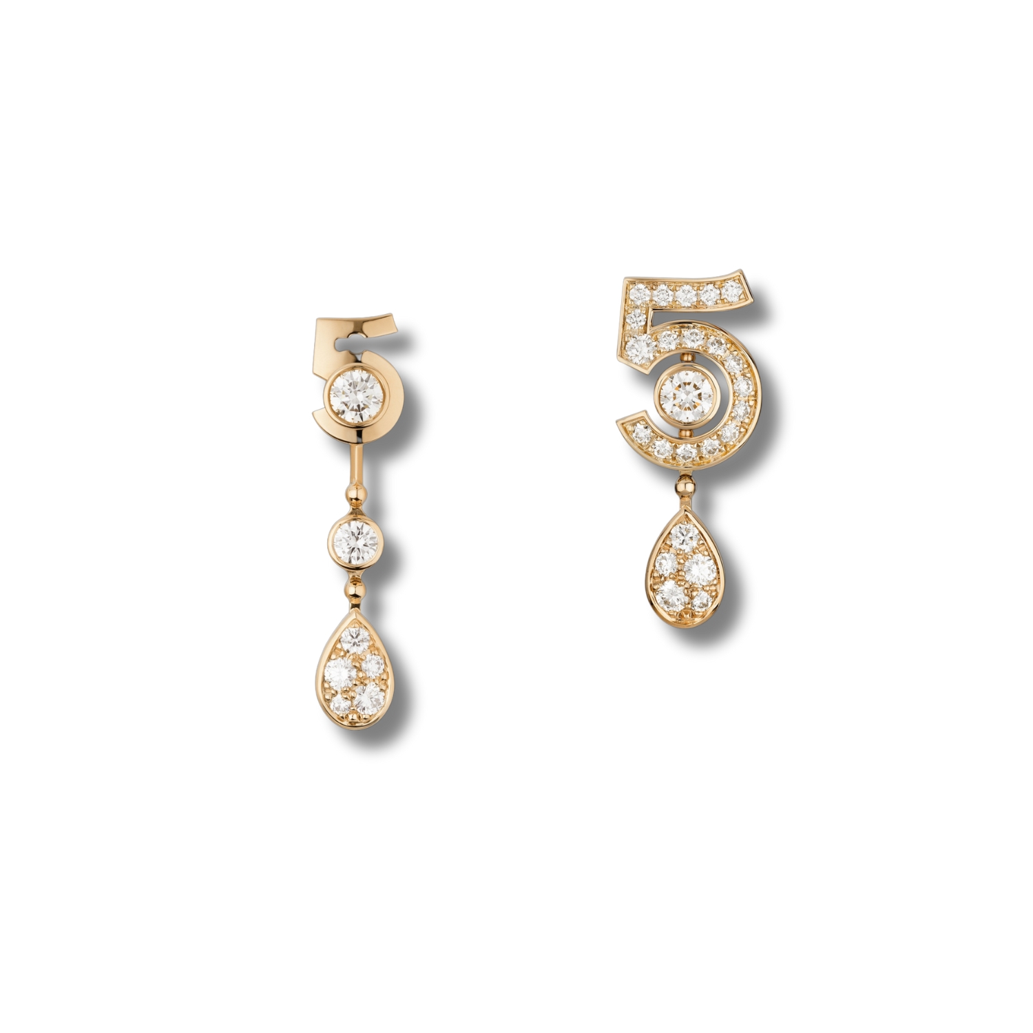 Chanel Eternal N°5 Transformable Earrings Beige Gold For Women J12194