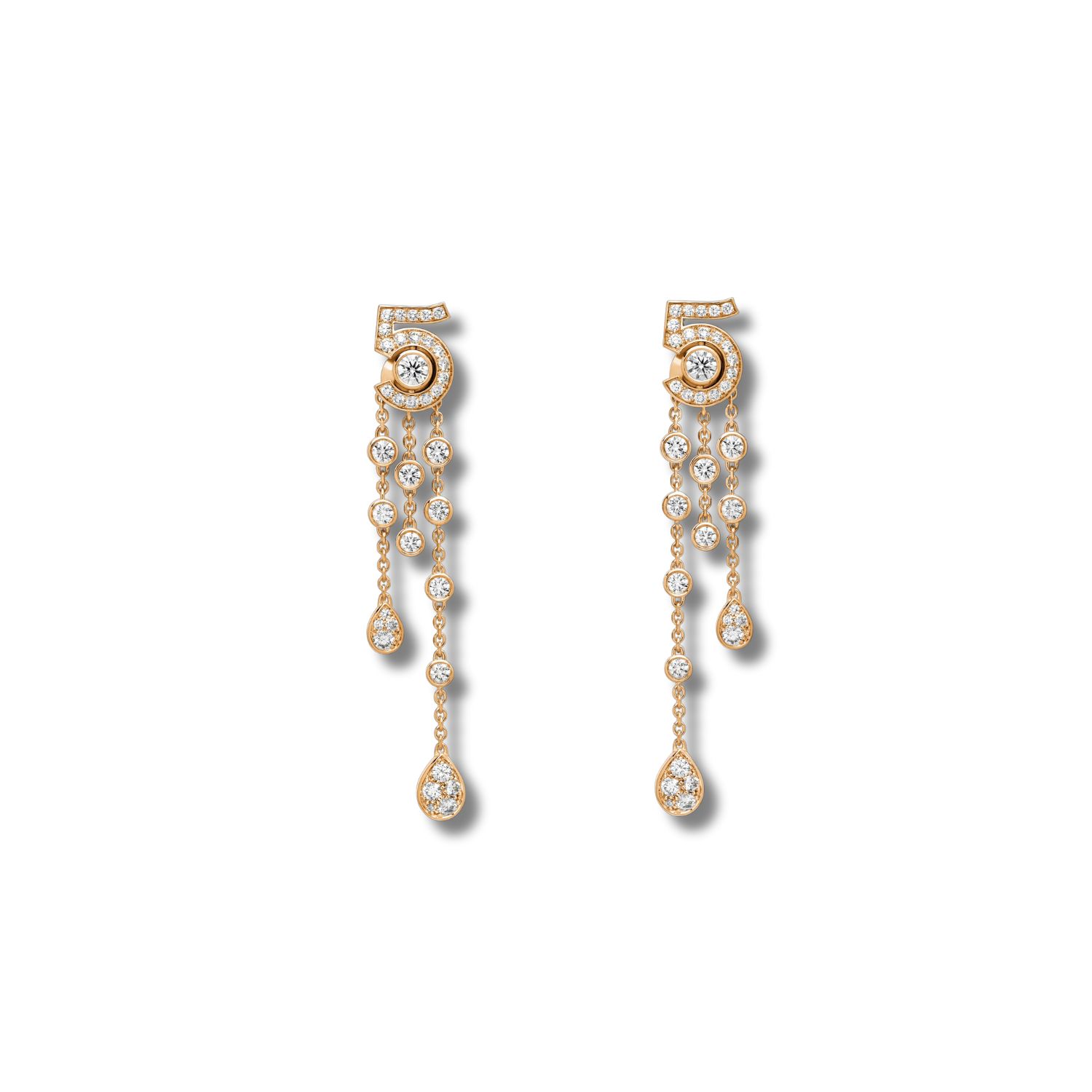 Chanel Eternal N°5 Transformable Earrings Beige Gold For Women J12903