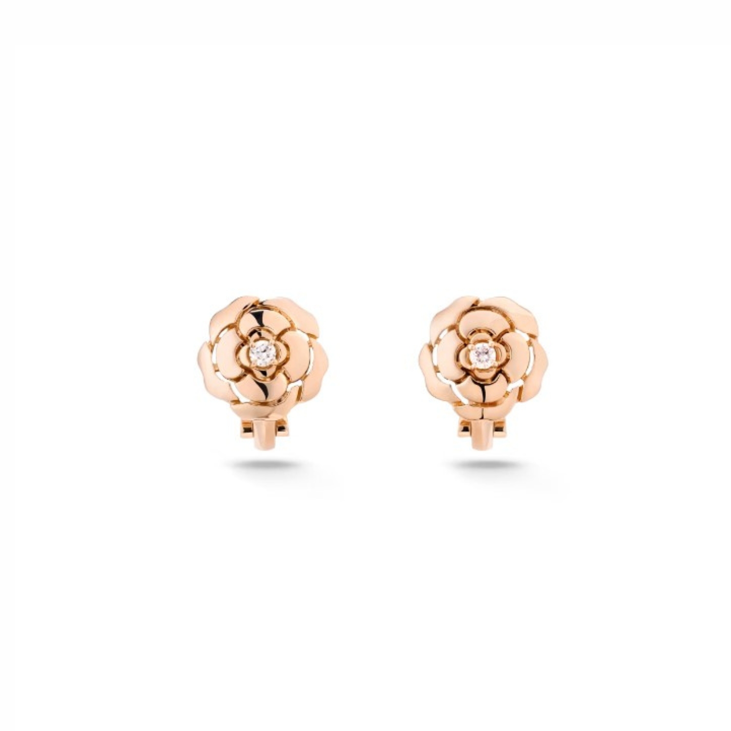 Chanel Extrait De Camélia Earrings Rose Gold For Women J11658
