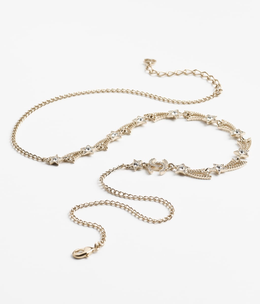 Chanel Long Necklace Gold Crystal For Women