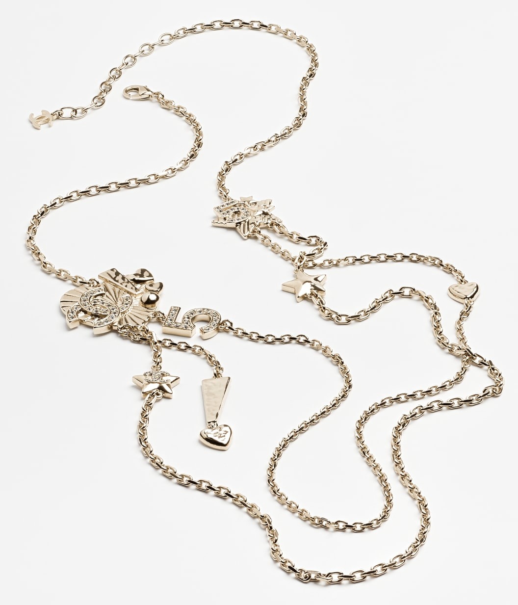 Chanel Long Necklace Gold Crystal For Women