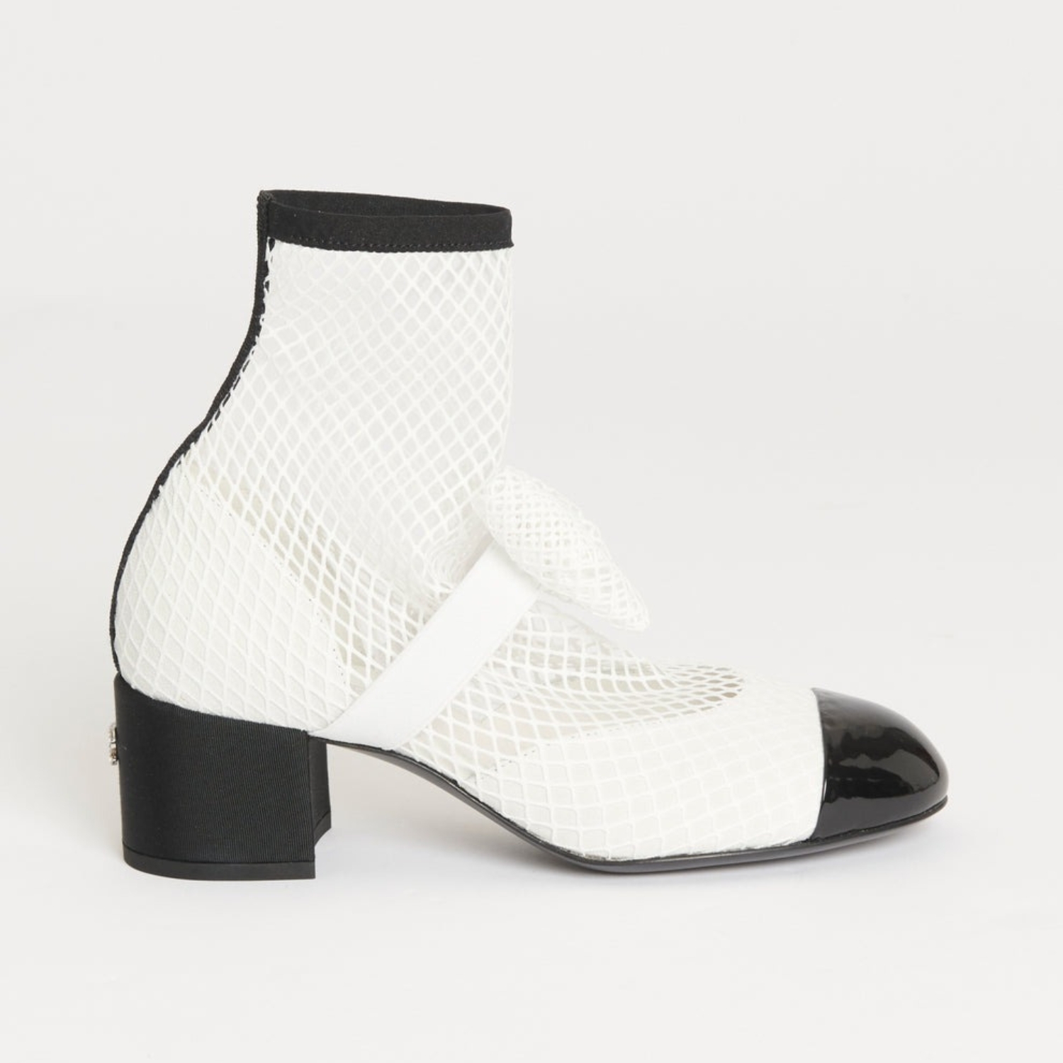 Chanel Mesh Bow Ankle Boots White For Women G40097 Y56613 K5928