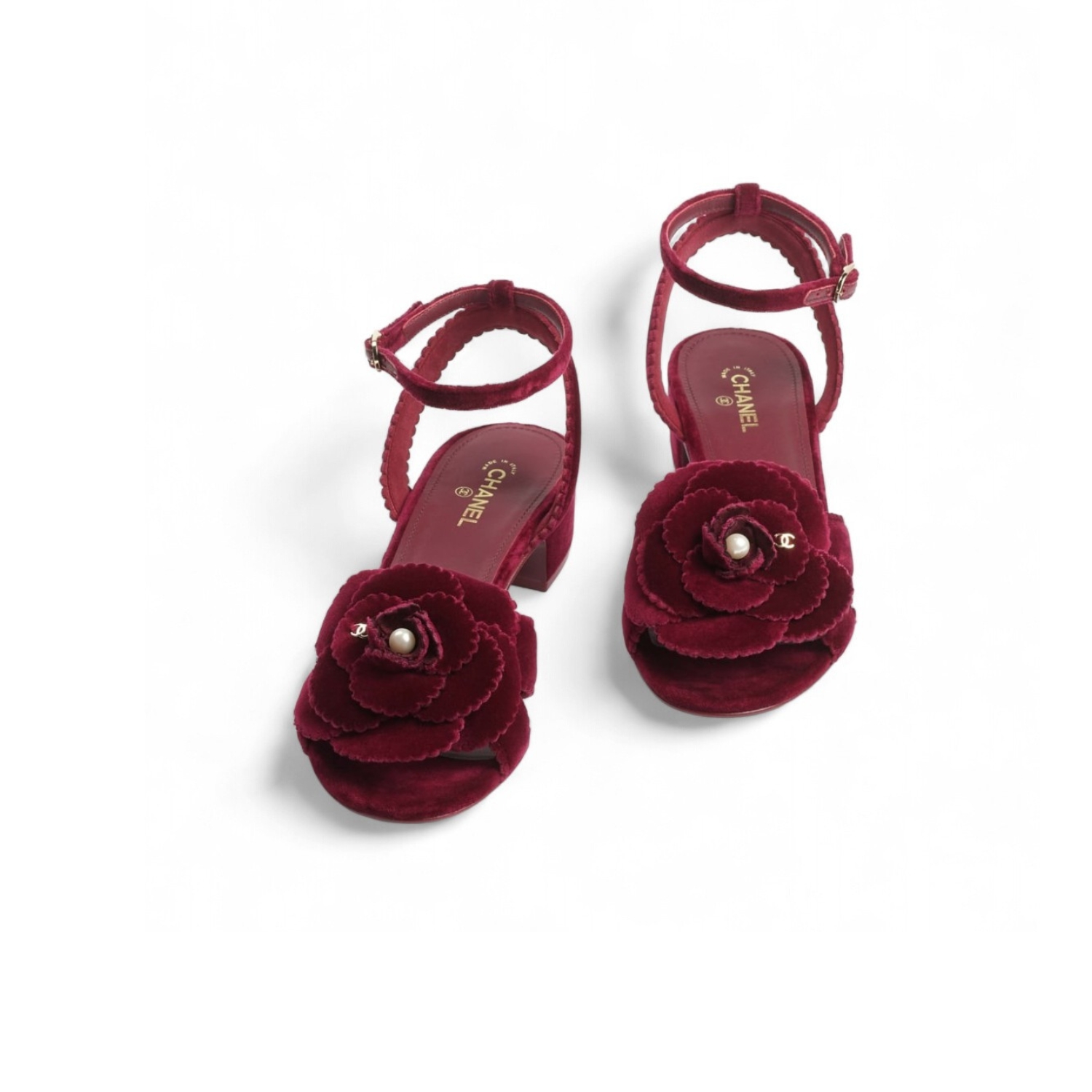 Chanel Sandals Velvet Burgundy For Women G45928 B17944 NZP34