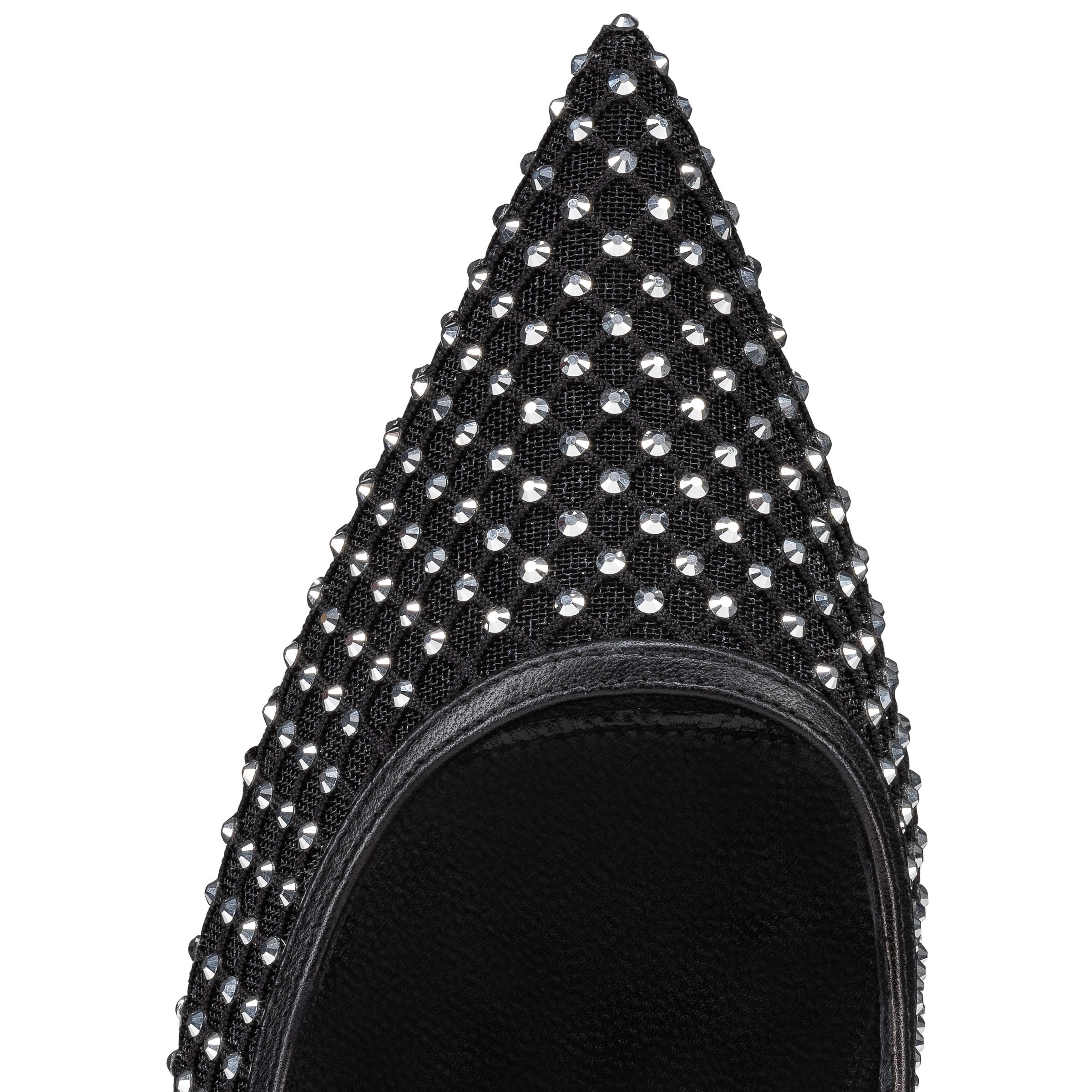Christian Louboutin Apostropha Mesh Strass Pumps Black For Women 80mm 3240170B775