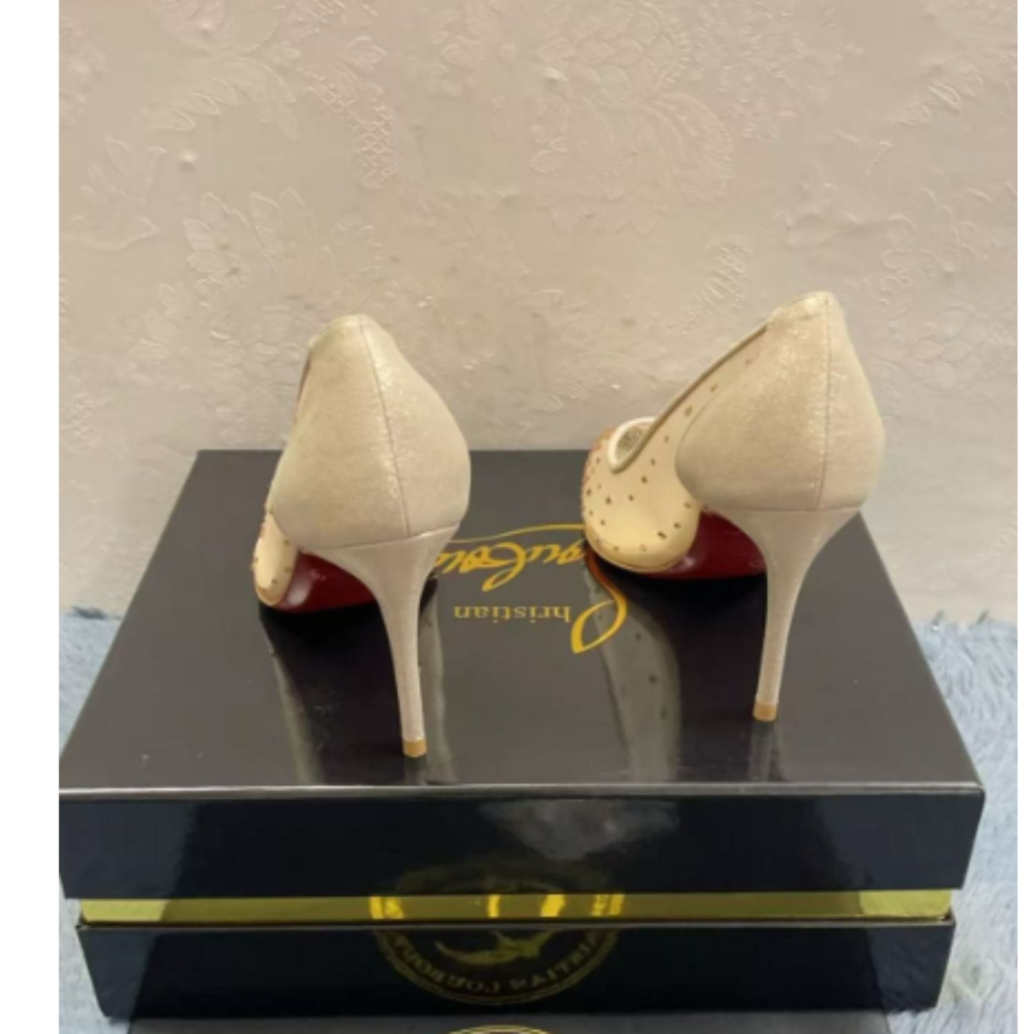 Christian Louboutin Follies Strass Beige For Women 1190715F065