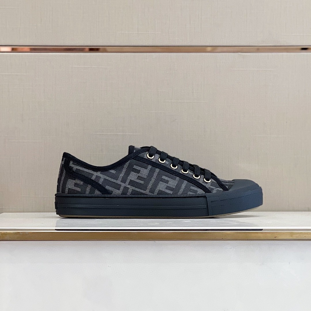 Fendi Domino Fabric Sneakers Black For Men