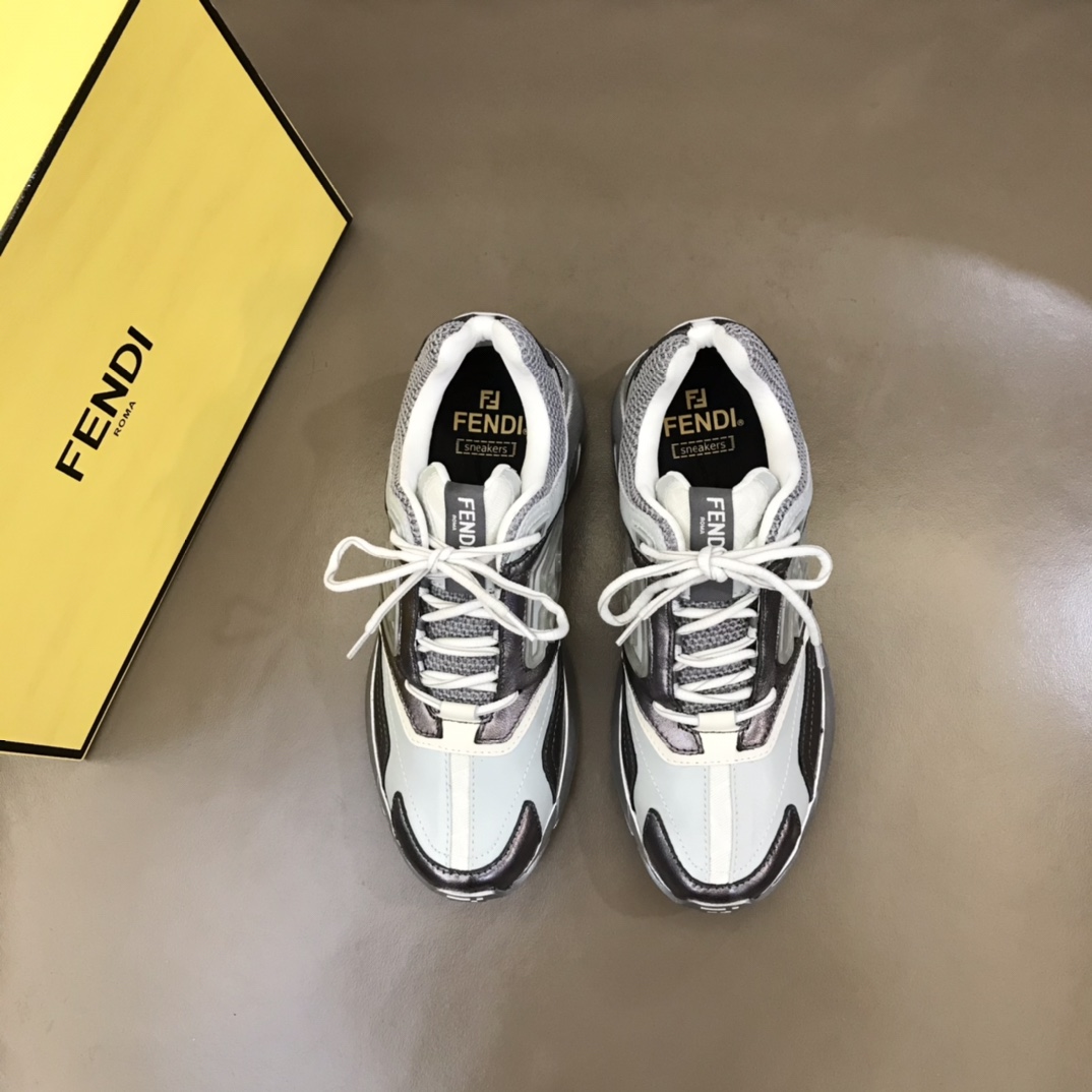 Fendi FD Faster Trainers Sneakers Grey For Men