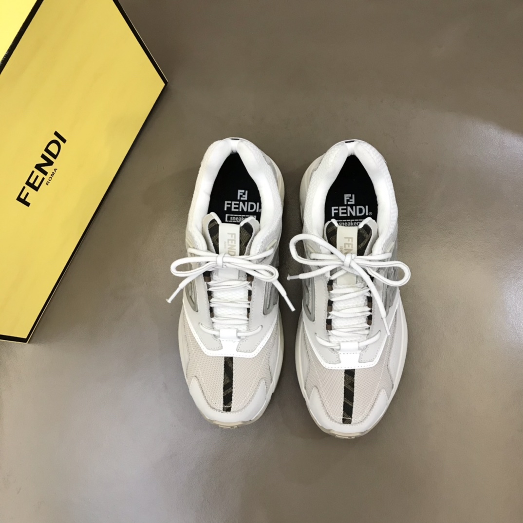 Fendi FD Faster Trainers Sneakers White For Men 7E1555AKX6F1ICF