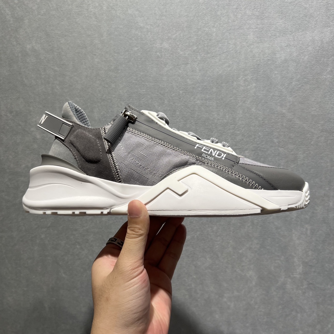 Fendi FD Flow Sneakers Grey For Men 7E1392AD78F1FHF