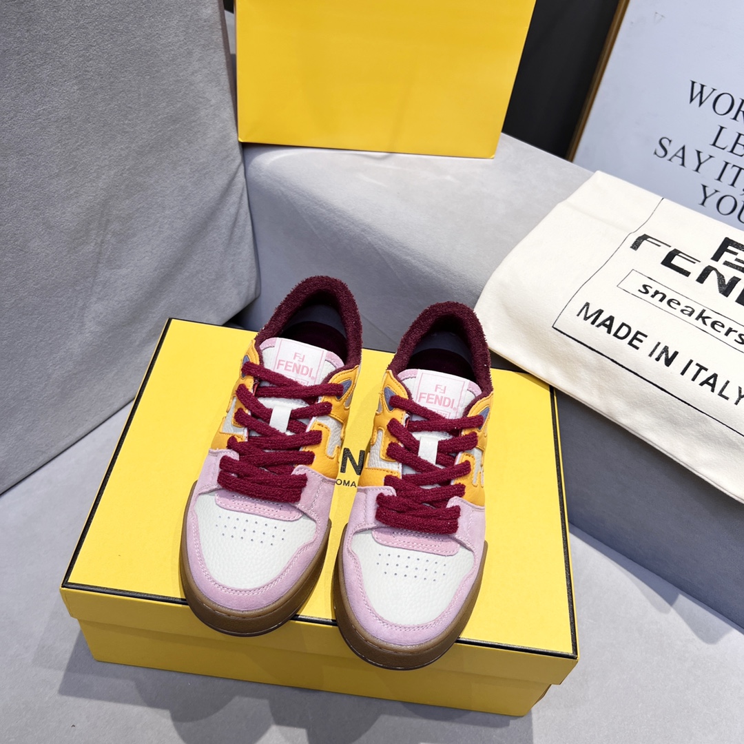 Fendi FD Match Low Tops Sneakers Pink For Men