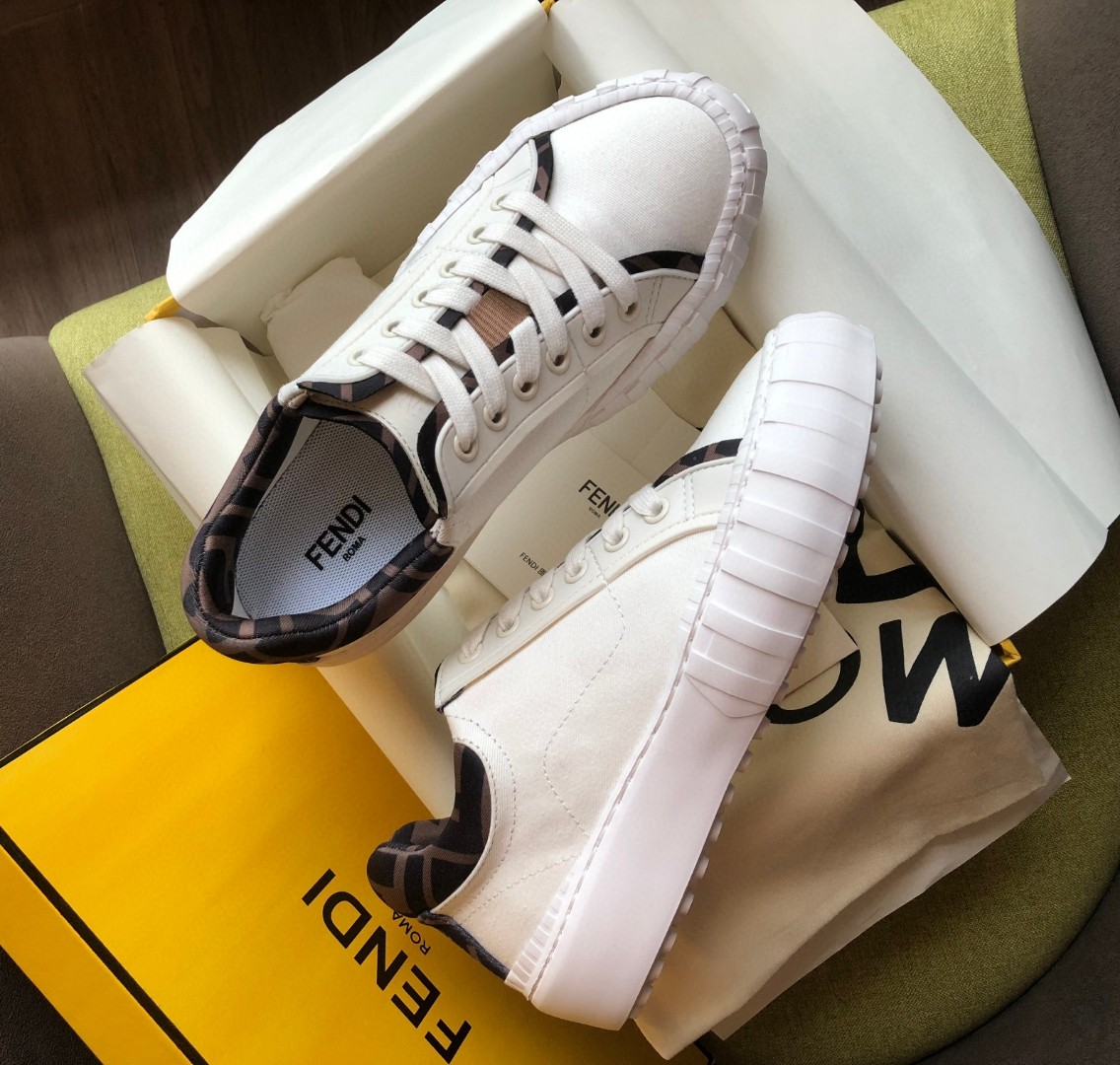 Fendi Force FF Lace-Ups Sneakers White For Men 7E1414AF5A