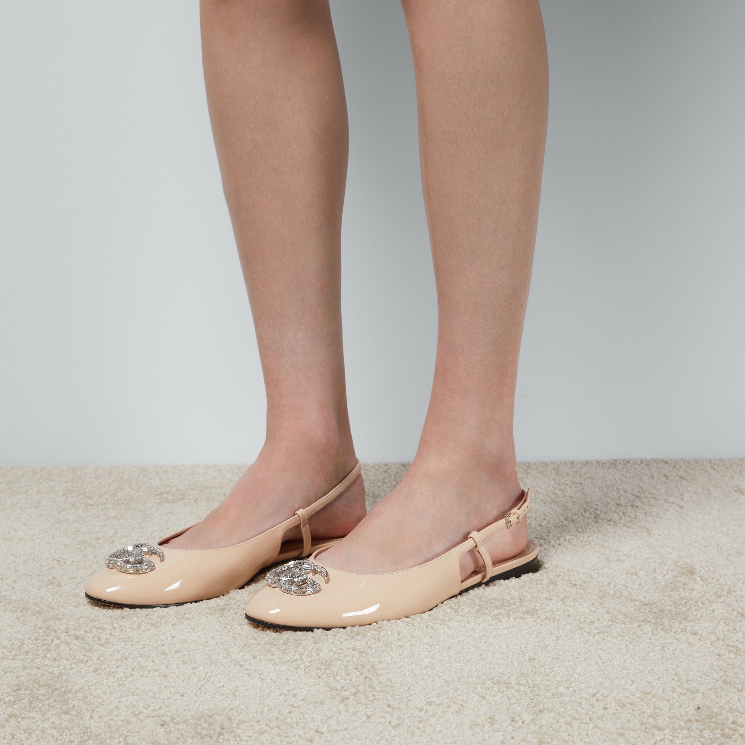 Gucci Ballerina With Double G Pale Pink For Women- 762765 BNC00 6705