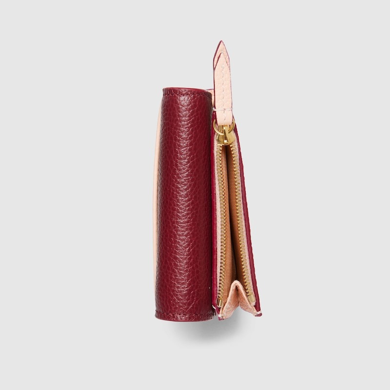 Gucci Bi-Color GG Marmont Mini Wallet Rosso Ancora Red/Pink For Women 3.9in/10cm 837957 AAE5F 6259
