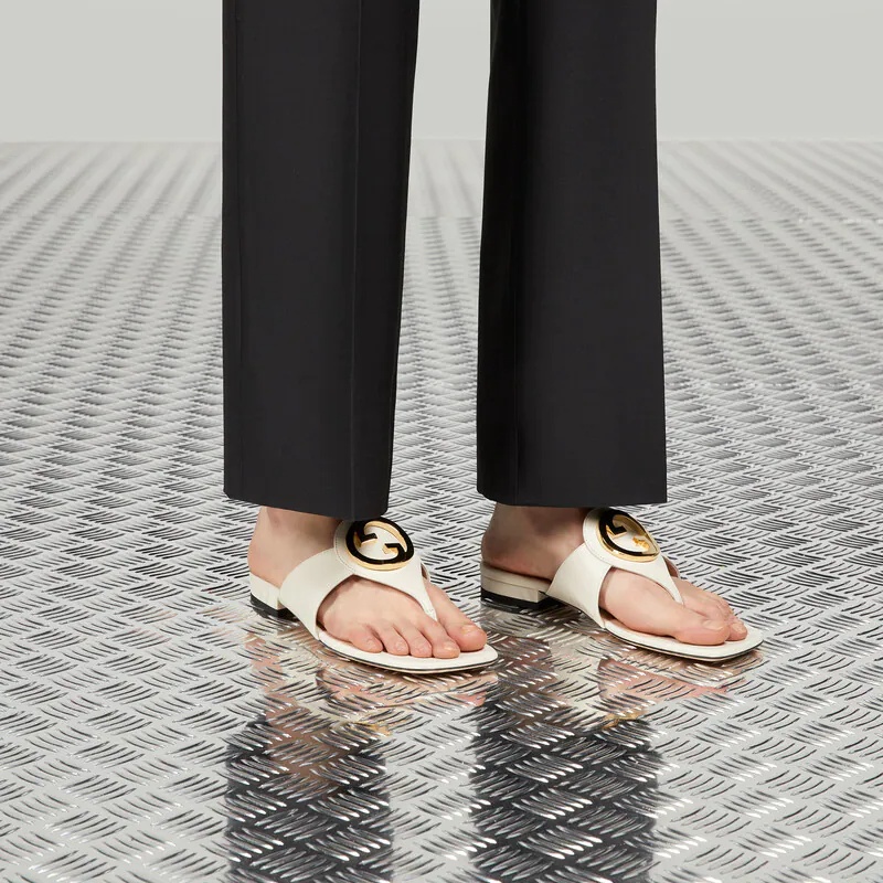 Gucci Blondie Thong Sandal White For Women ‎‎739048 C9D00 9022