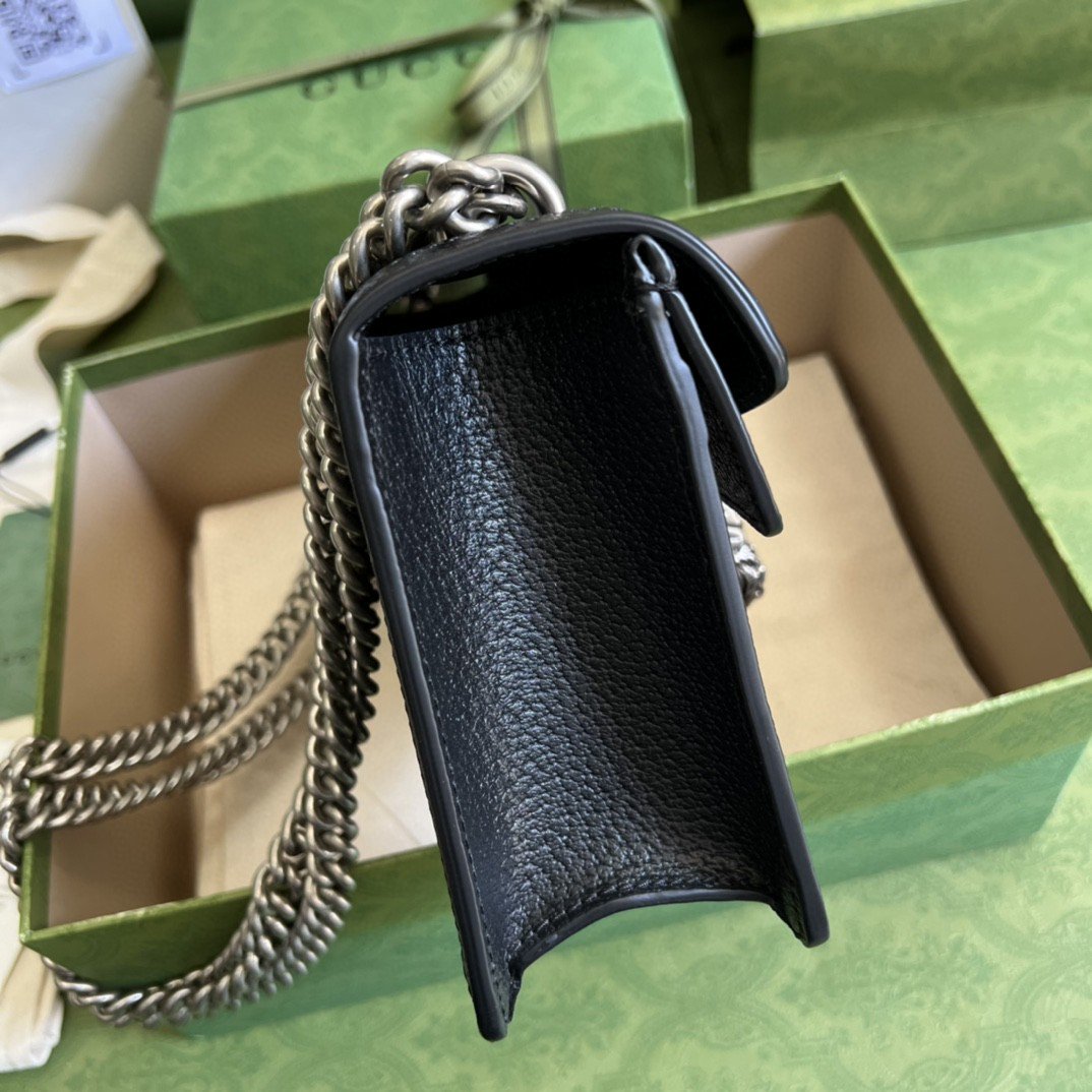 Gucci Dionysus Small Shoulder Bag 10in/ 25cm Black/ Ivory GG Denim Jacquard Antique Silver Hardware For Women 499623 UN3BN 1274