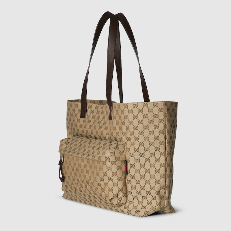 Gucci GG Canvas Maxi Tote Bag Beige And Dark Brown For Men 18in/46cm 802166 FADUU 8657