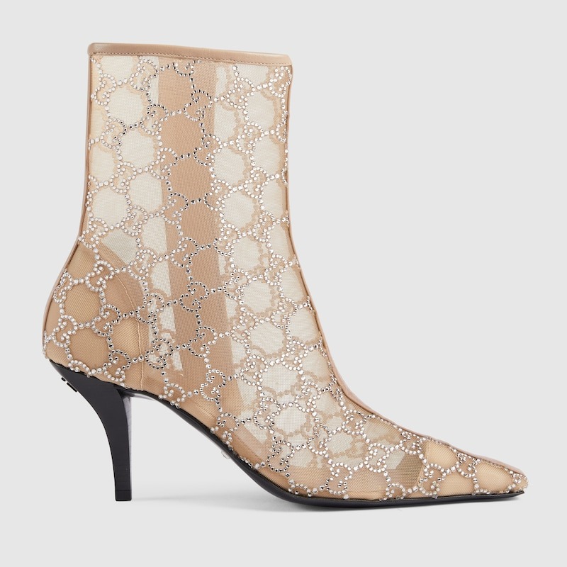 Gucci GG Mid-Heel Boots Rose Beige For Women- 750228 F13B0 9941
