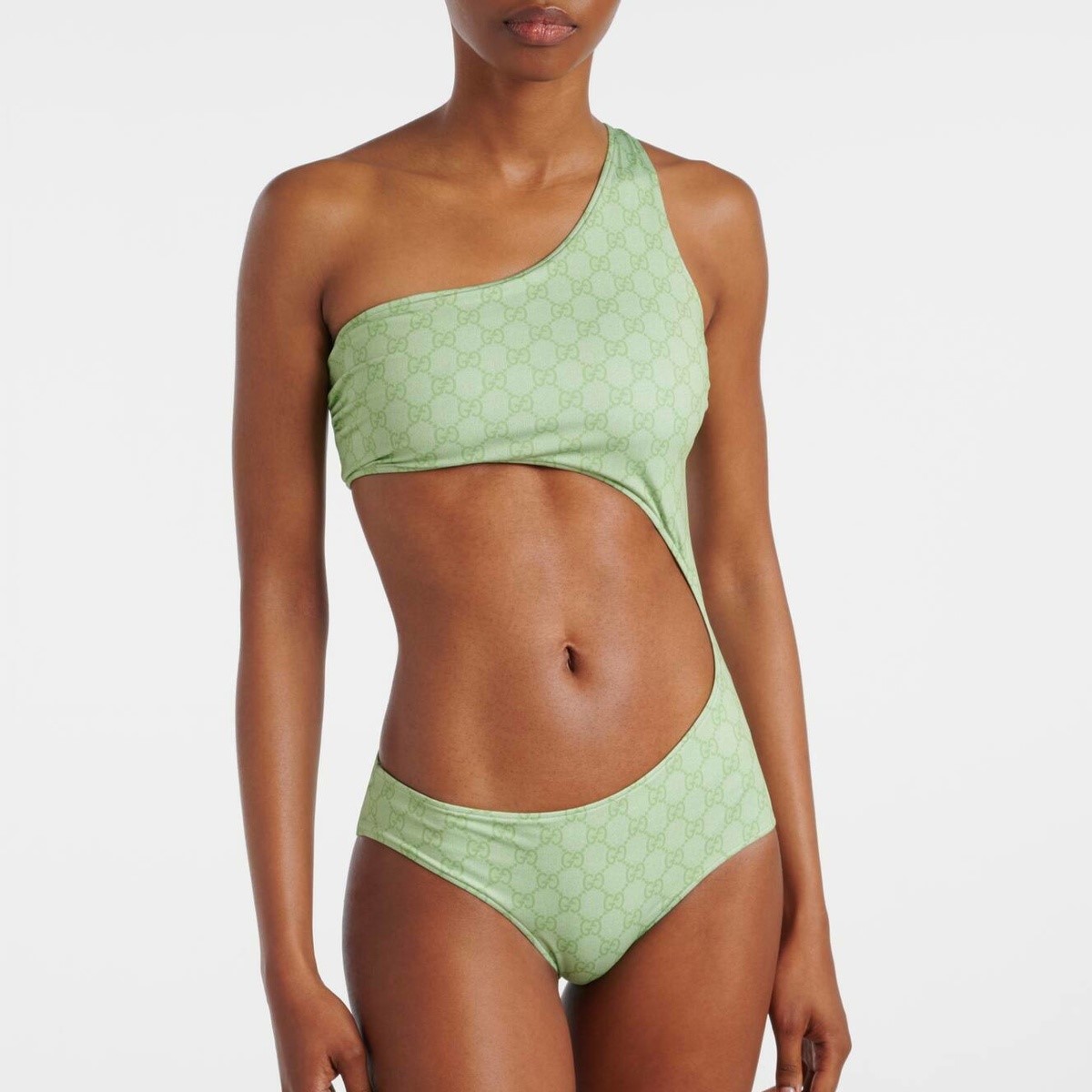 Gucci GG Printed Cutout Swimsuit Light Green For Women