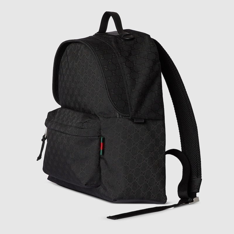 Gucci Medium GG Backpack With Web Black For Men 14.2in/36cm 824624 FAEHZ 1042