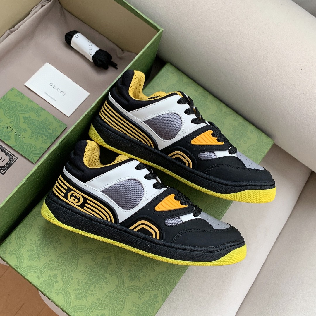 Gucci Men's Basket Sneaker Black Yellow And White For Men 661308 2SH90 1098