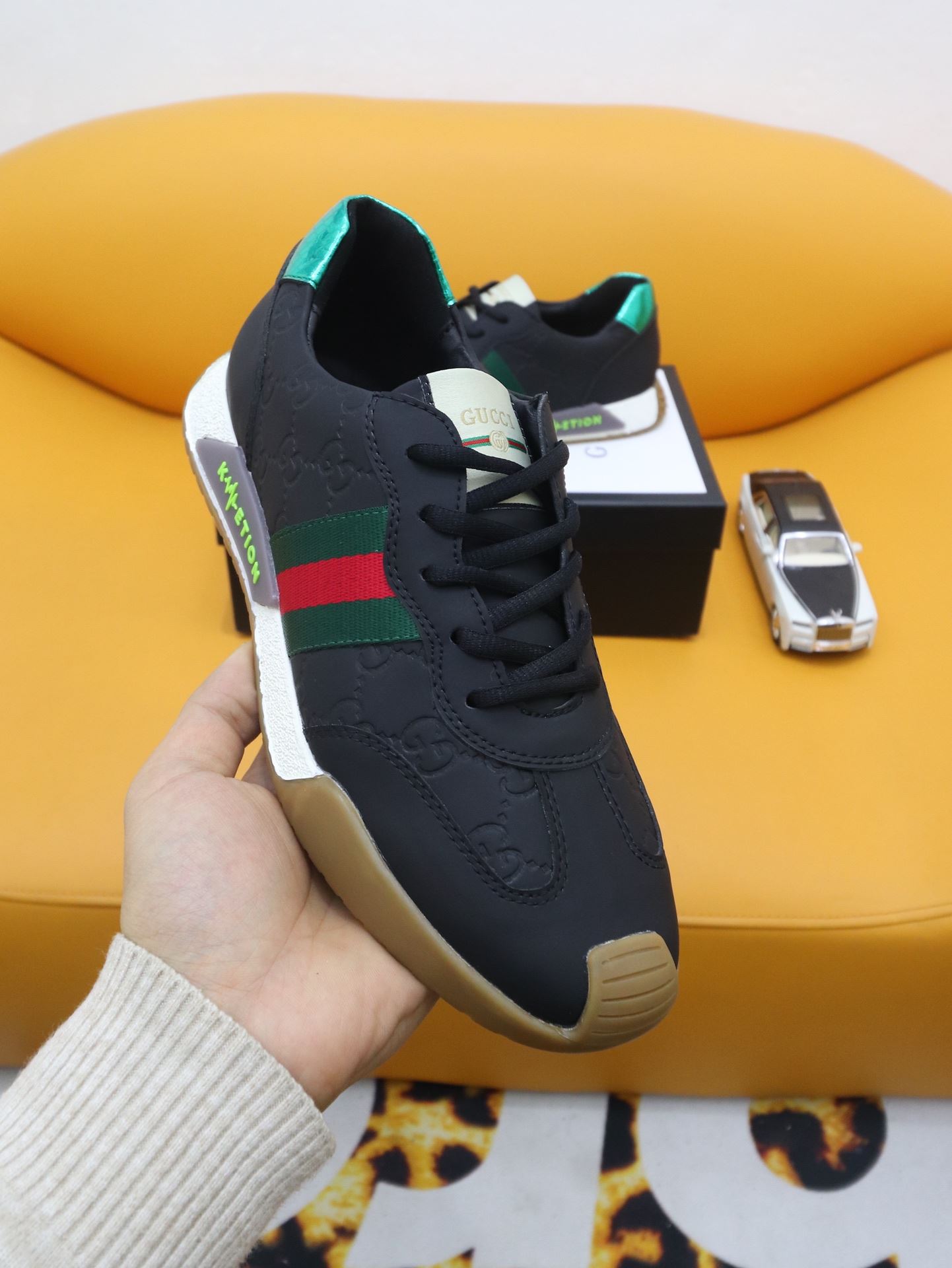Gucci Men's GG Embossed Sneakers With Web Ketion Black For Men