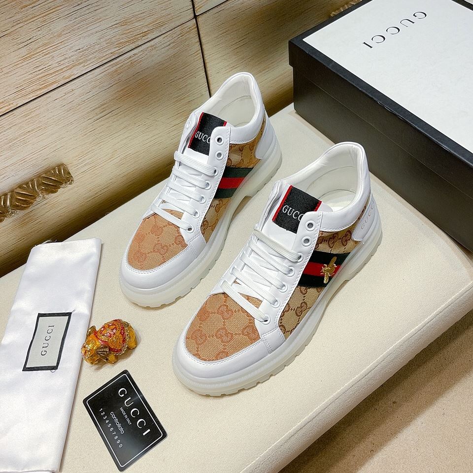 Gucci Men's GG With Web And Bee High Top Sneaker White For Men