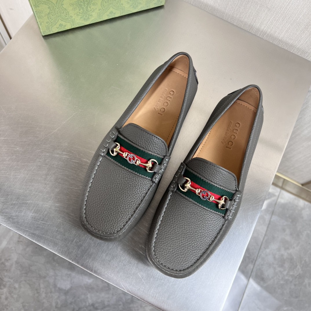 Gucci Men's Loafers With Web Details Dark Gray For Men 6246981