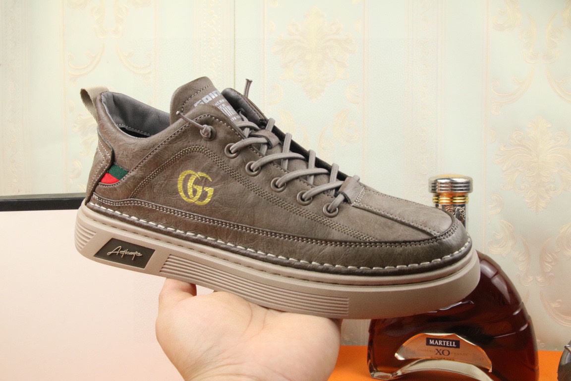 Gucci Men's Sneakers With Logo GG Gold Web Brown For Men