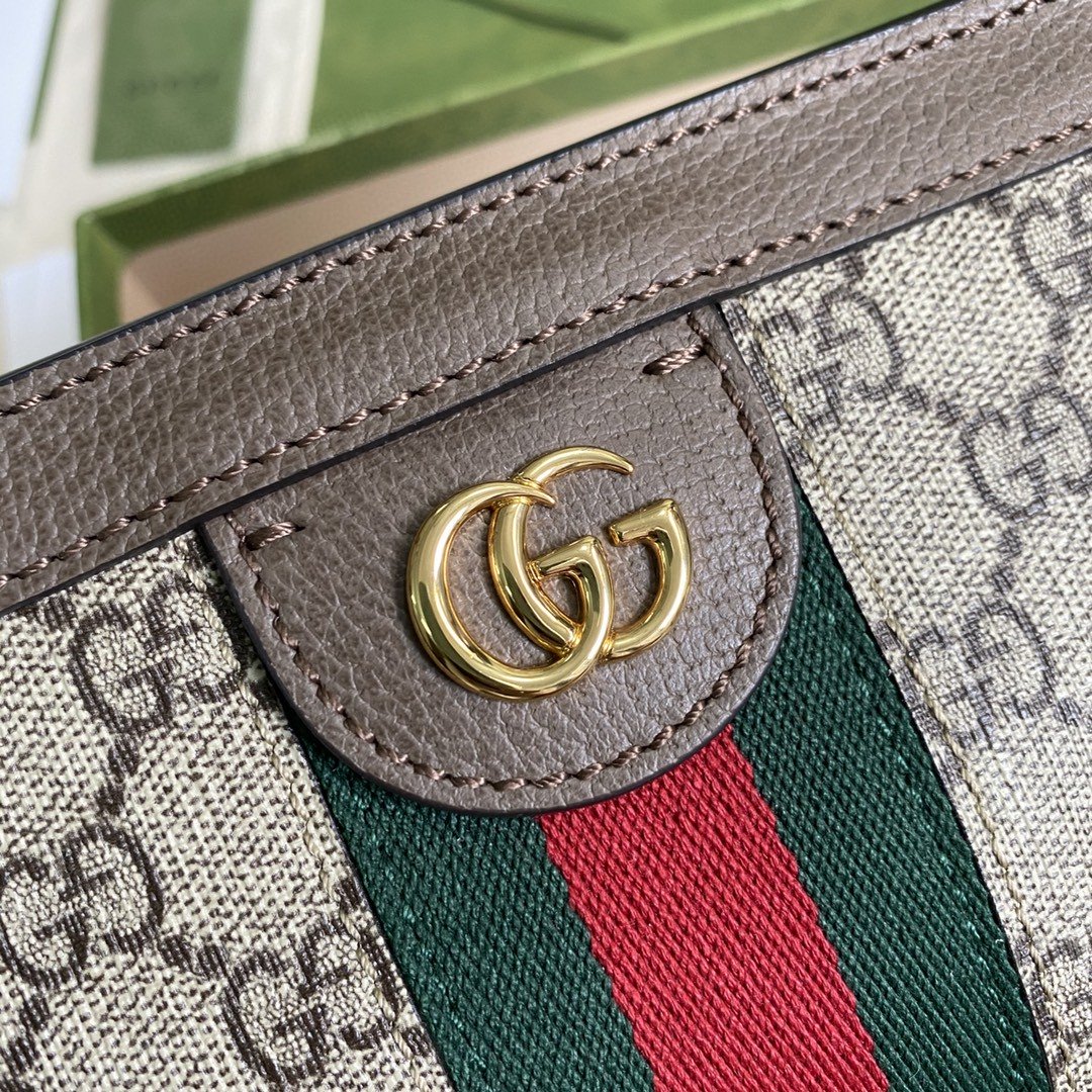 Gucci Ophidia Mini Shoulder Bag 7.5in/ 19cm Beige Ebony GG Supreme Canvas Gold Hardware For Women 602676 K05NB 8745