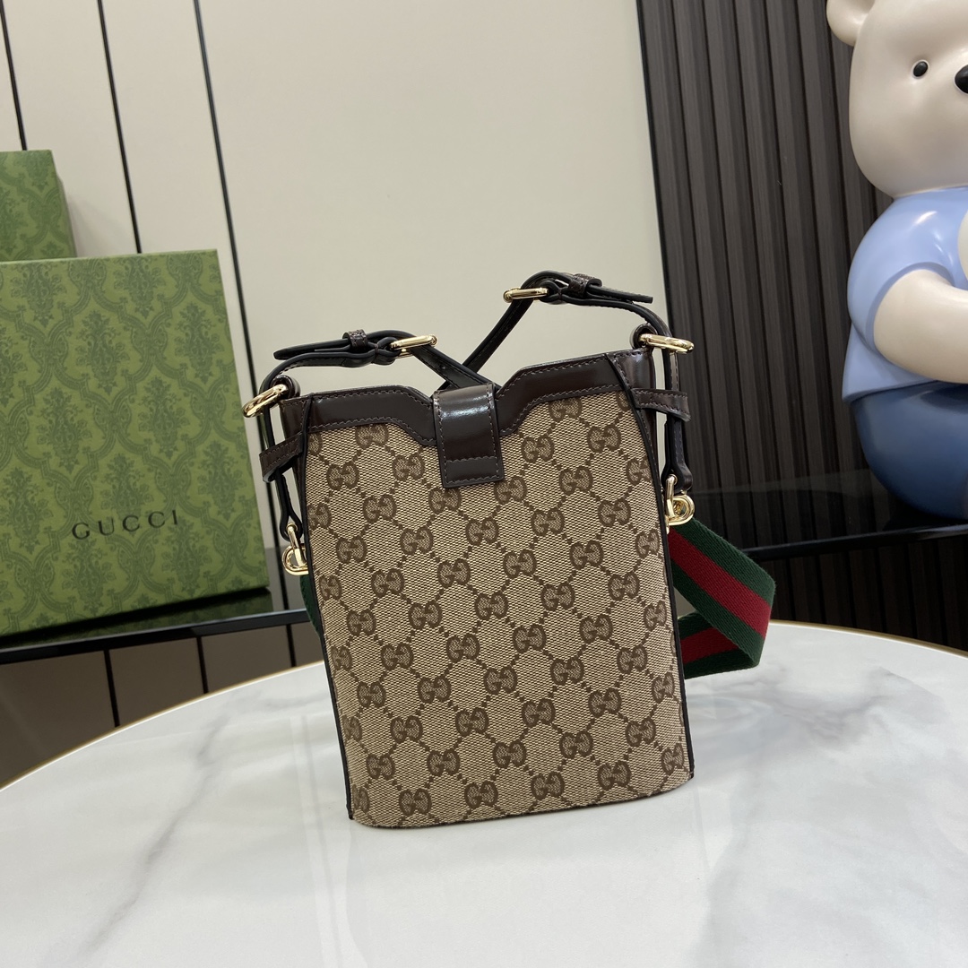 Gucci Original GG Small Bucket Bag Beige For Women 7.7in/19.5cm 782919 FADAC 9762