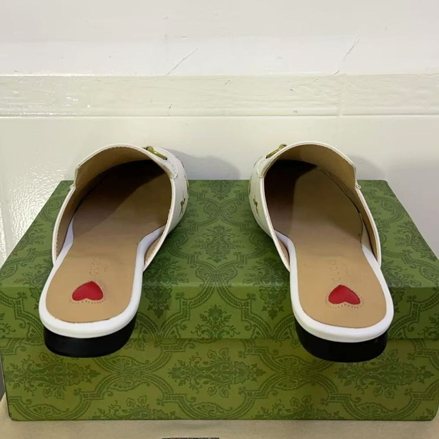 Gucci Princetown Slipper With Bee Stars Beige For Women GG