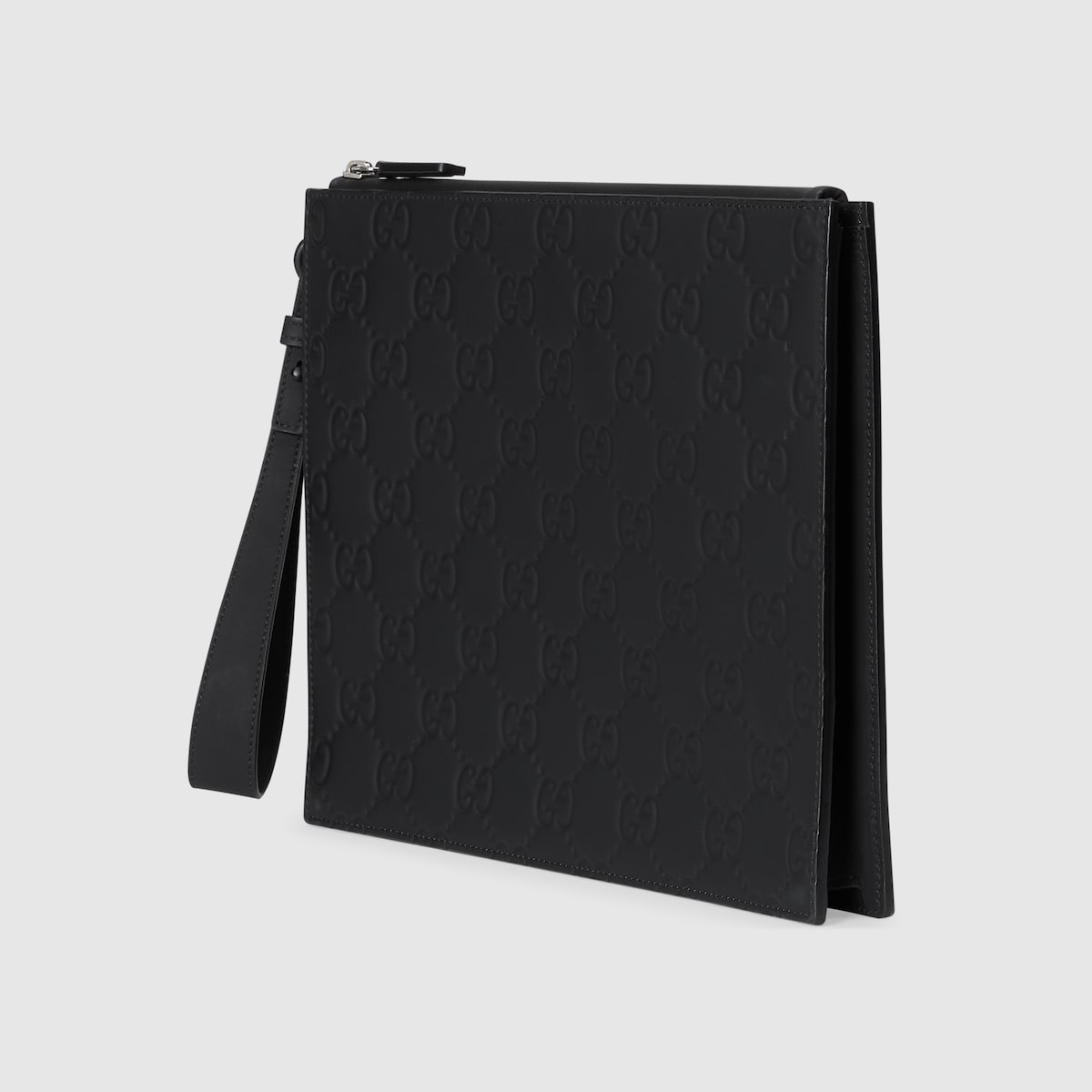 Gucci Rubber-Effect Pouch Black For Men 11 In/ 28 Cm 771319 AAC0G 1000