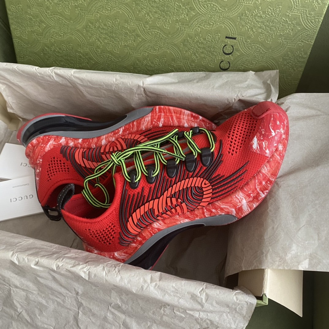 Gucci Run Men's Sneaker Red For Men 700103 USM10 8970