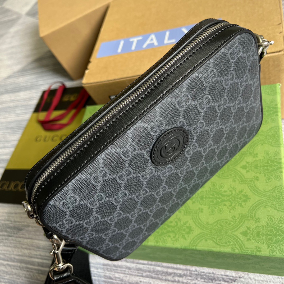 Gucci Shoulder Bag With Interlocking G Black GG Supreme Canvas For Women 9.6in/24.5cm GG 703468 92THF 1000