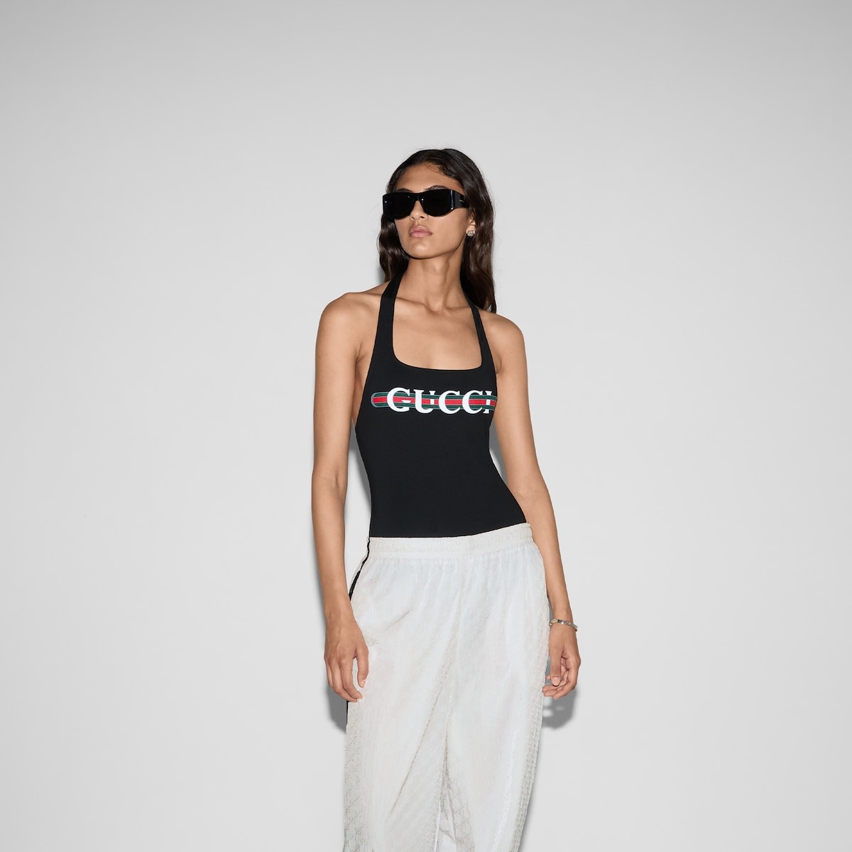 Gucci Sparkling Jersey Swimsuit With Print Black For Women 820749 XHAKC 1152